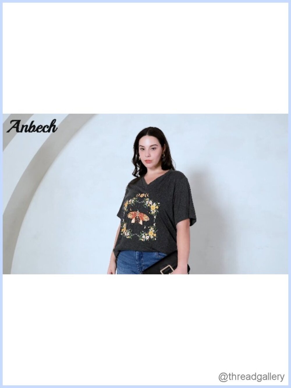 Plus Size Oversized Graphic Tee V-Neck Short Sleeve Summer T-Shirt - Picture 6 of 6